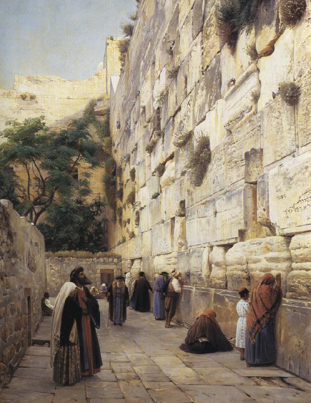 Gustav Bauernfeind Praying at the Western Wall, Jerusalem. oil painting image